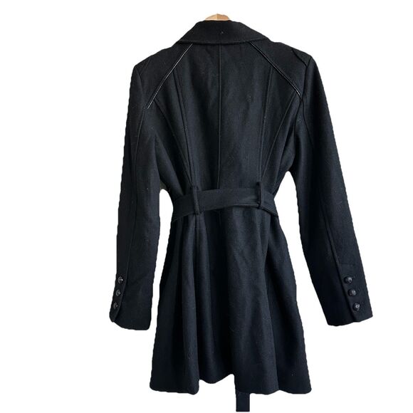 Guess Pea Coat Black Wool Blend Tweed Preppy Capsule Size Large - Picture 2 of 12